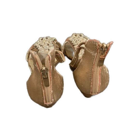 enzo angiolini Eakilly Rose Gold Gladiator Low Wedge Stud Sandals 7.5 - Picture 4 of 5